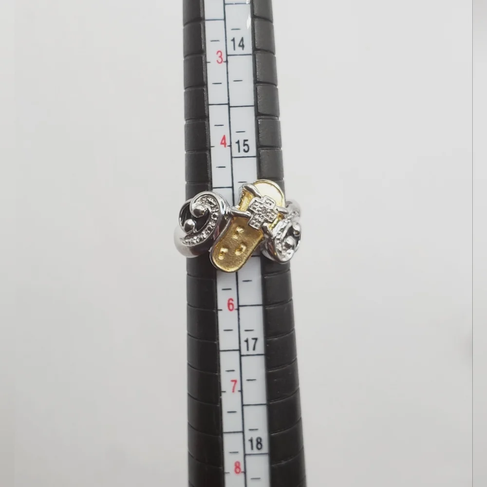 Genuine Diamond Yellow Gold 925 Sterling Silver Sandle Flip Flop Footprint Ring